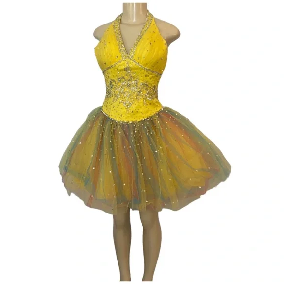 Mori Lee Dresses | Mori Lee By Madeline Gardner Tulle Short Corset Halter Dress Partyprom Wedding | Color: Yellow | Size: 2 | Ktplata's Closet Mori Lee Dresses | Mori Lee By Madeline Gardner Tulle Short Corset Halter Dress Partyprom Wedding | Color: Yellow | Size: 2 | Ktplata's Closet